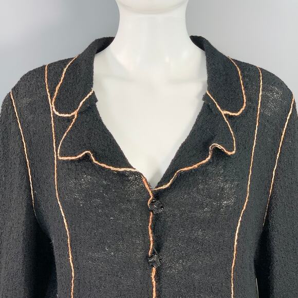 OKW Size S Black Gold Wool Stripe Midi Skirt Suit - Picture 2 of 9